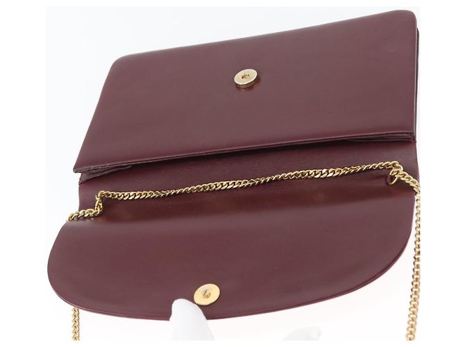 Borsa a Spalla in Pelle Bordeaux con Catena Christian Dior Oro Auth ka2740 - vista 14