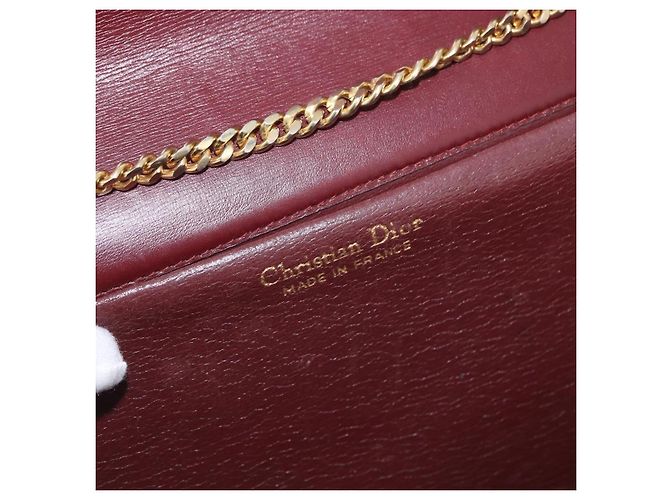 Borsa a Spalla in Pelle Bordeaux con Catena Christian Dior Oro Auth ka2740 - vista 15