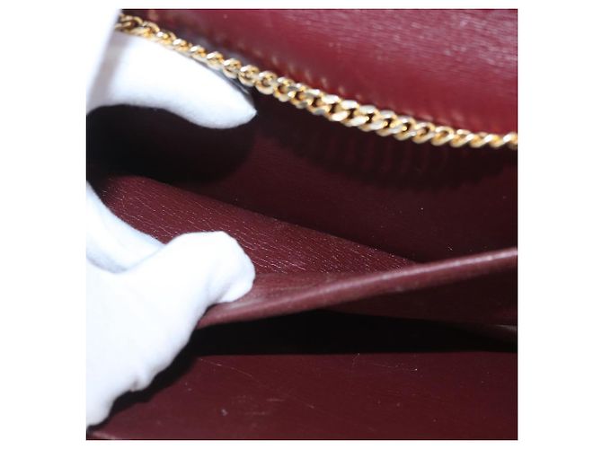 Borsa a Spalla in Pelle Bordeaux con Catena Christian Dior Oro Auth ka2740 - vista 19