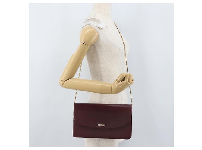 Borsa a Spalla in Pelle Bordeaux con Catena Christian Dior Oro Auth ka2740 - vista 20