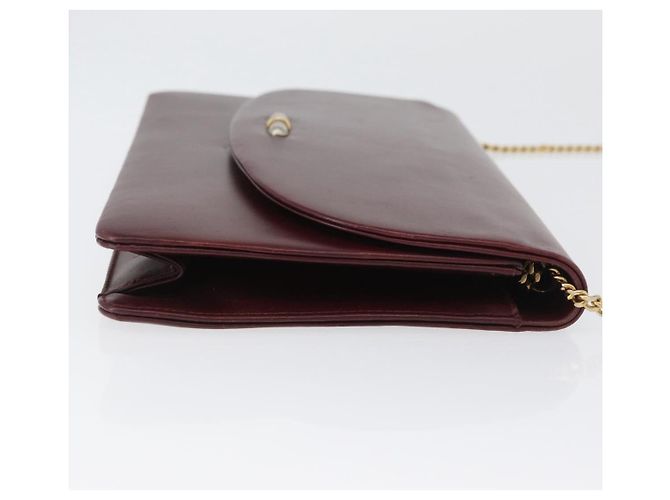 Borsa a Spalla in Pelle Bordeaux con Catena Christian Dior Oro Auth ka2740 - vista 4