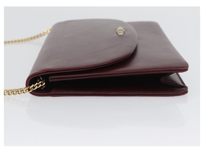 Borsa a Spalla in Pelle Bordeaux con Catena Christian Dior Oro Auth ka2740 - vista 5