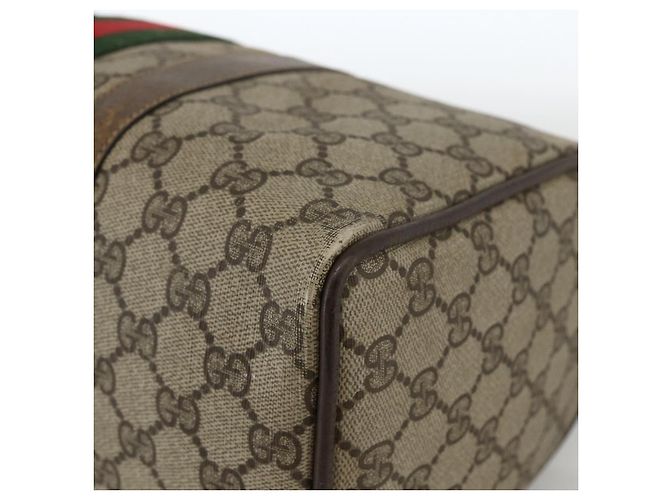 Borsa Boston in PVC beige e oro della linea Sherry GG Supreme di GUCCI 58 02 007 Auth LNZ480 D'oro - vista 10