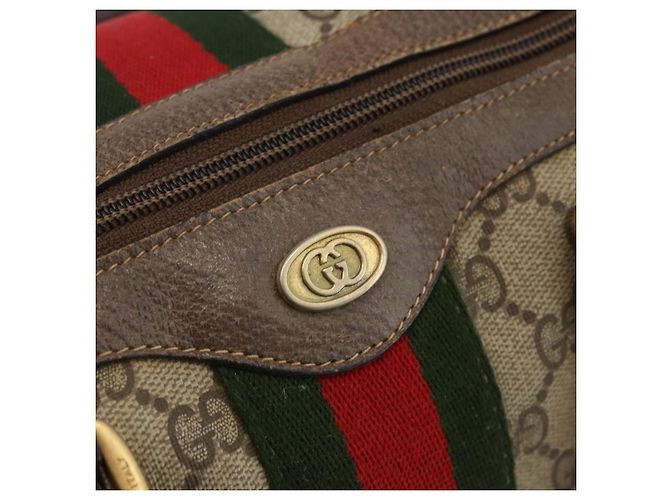 Borsa Boston in PVC beige e oro della linea Sherry GG Supreme di GUCCI 58 02 007 Auth LNZ480 D'oro - vista 14