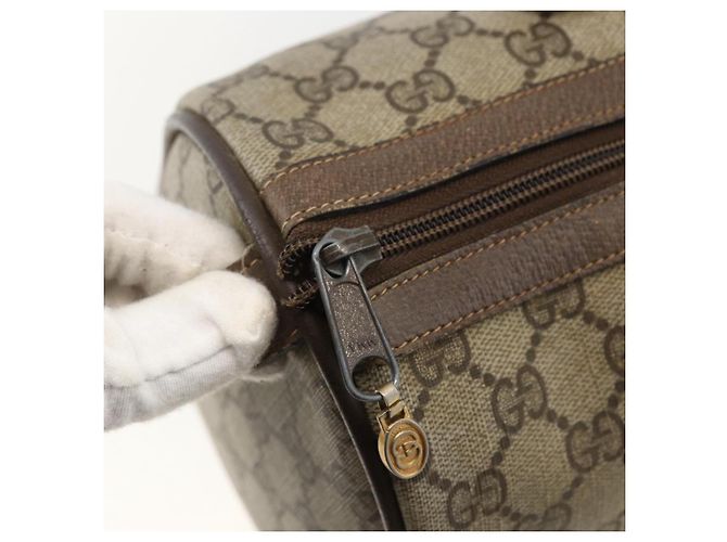 Borsa Boston in PVC beige e oro della linea Sherry GG Supreme di GUCCI 58 02 007 Auth LNZ480 D'oro - vista 15