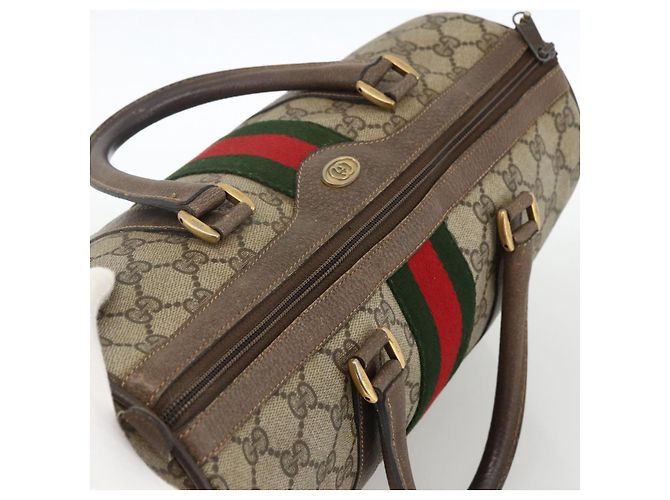 Borsa Boston in PVC beige e oro della linea Sherry GG Supreme di GUCCI 58 02 007 Auth LNZ480 D'oro - vista 6