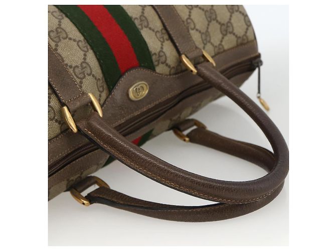 Borsa Boston in PVC beige e oro della linea Sherry GG Supreme di GUCCI 58 02 007 Auth LNZ480 D'oro - vista 7