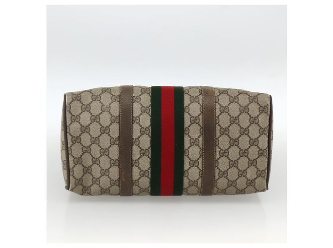 Borsa Boston in PVC beige e oro della linea Sherry GG Supreme di GUCCI 58 02 007 Auth LNZ480 D'oro - vista 9