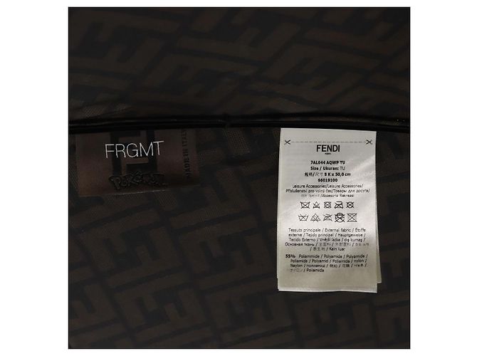 FENDI x FRGMT x POKMON Ombrello Dragonfly in Tela Zucca Nero Auth 166950SM Marrone - vista 16