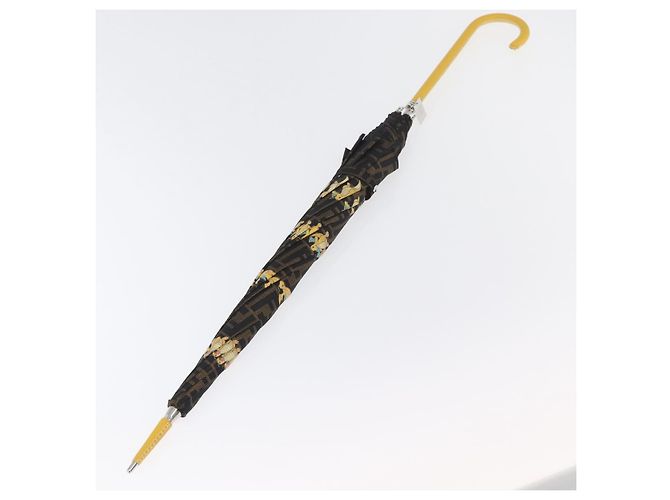 FENDI x FRGMT x POKMON Ombrello Dragonfly in Tela Zucca Nero Auth 166950SM Marrone - vista 18