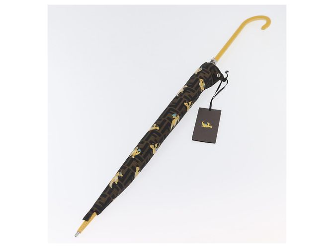 FENDI x FRGMT x POKMON Ombrello Dragonfly in Tela Zucca Nero Auth 166950SM Marrone - vista 23