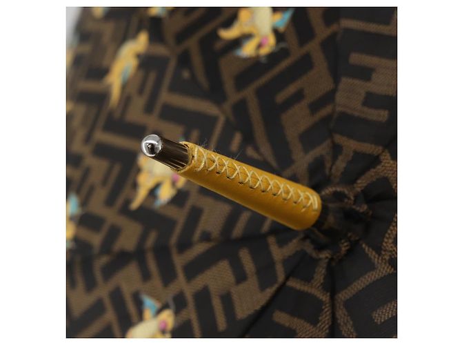 FENDI x FRGMT x POKMON Ombrello Dragonfly in Tela Zucca Nero Auth 166950SM Marrone - vista 7