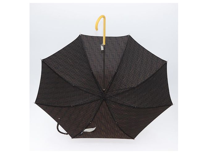 FENDI x FRGMT x POKMON Ombrello Dragonfly in Tela Zucca Nero Auth 166950SM Marrone - vista 9