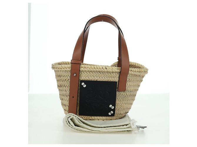 LOEWE - Bolsa Pitch Black Raffia Auth 166974SM Meu Vizinho Totoro do Studio Ghibli Preto Bege - vista 12