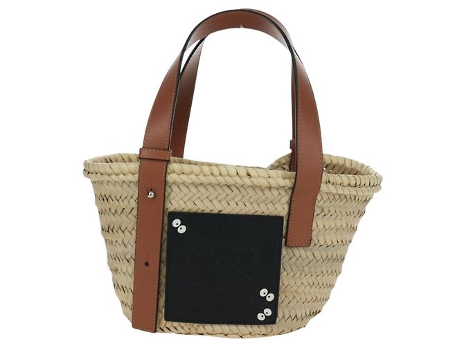 LOEWE - Bolsa Pitch Black Raffia Auth 166974SM Meu Vizinho Totoro do Studio Ghibli Preto Bege - vista 13