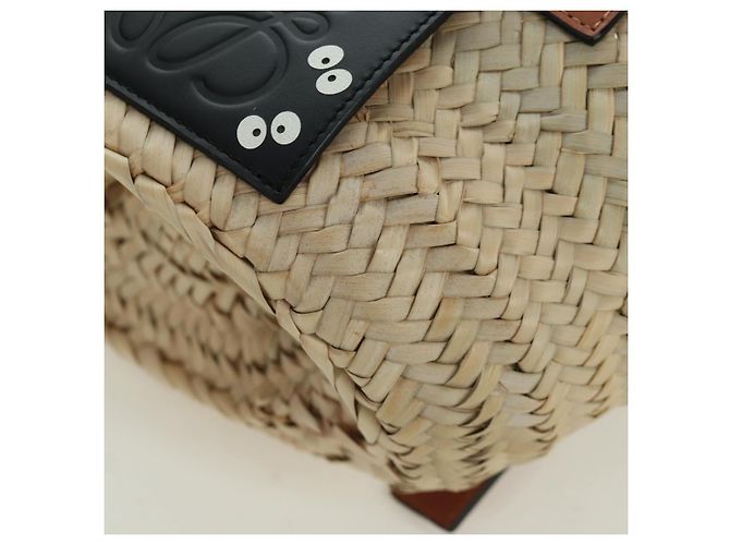 LOEWE - Bolsa Pitch Black Raffia Auth 166974SM Meu Vizinho Totoro do Studio Ghibli Preto Bege - vista 14