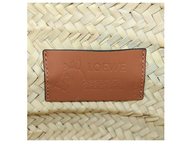 LOEWE - Bolsa Pitch Black Raffia Auth 166974SM Meu Vizinho Totoro do Studio Ghibli Preto Bege - vista 18