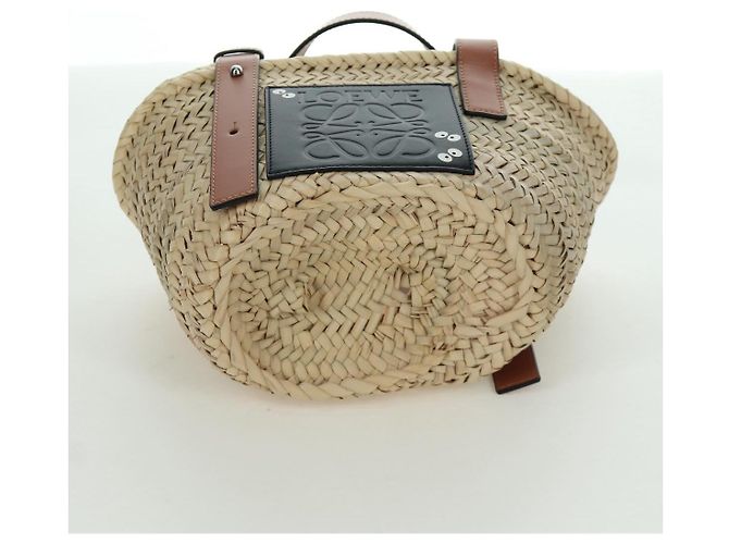 LOEWE - Bolsa Pitch Black Raffia Auth 166974SM Meu Vizinho Totoro do Studio Ghibli Preto Bege - vista 5