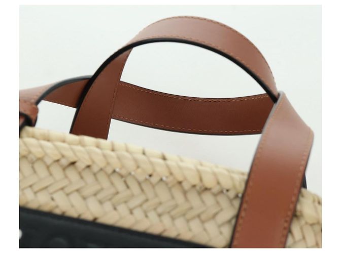 LOEWE - Bolsa Pitch Black Raffia Auth 166974SM Meu Vizinho Totoro do Studio Ghibli Preto Bege - vista 8