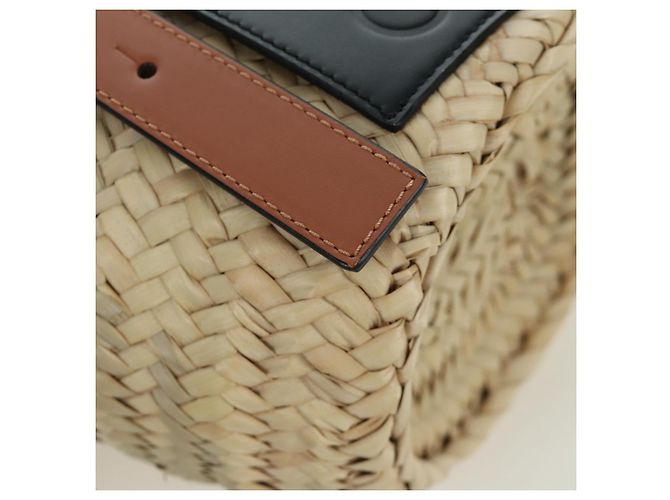 LOEWE - Bolsa Pitch Black Raffia Auth 166974SM Meu Vizinho Totoro do Studio Ghibli Preto Bege - vista 9