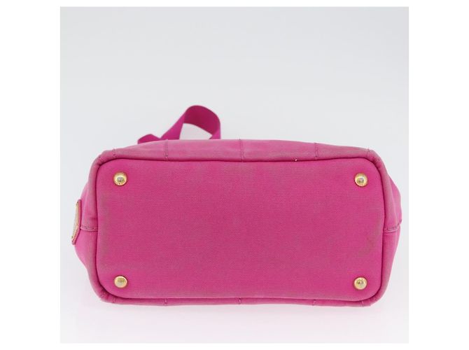 PRADA Borsa Canapa PM in tela 2way Rosa Oro Auth LNZ478 D'oro - vista 11