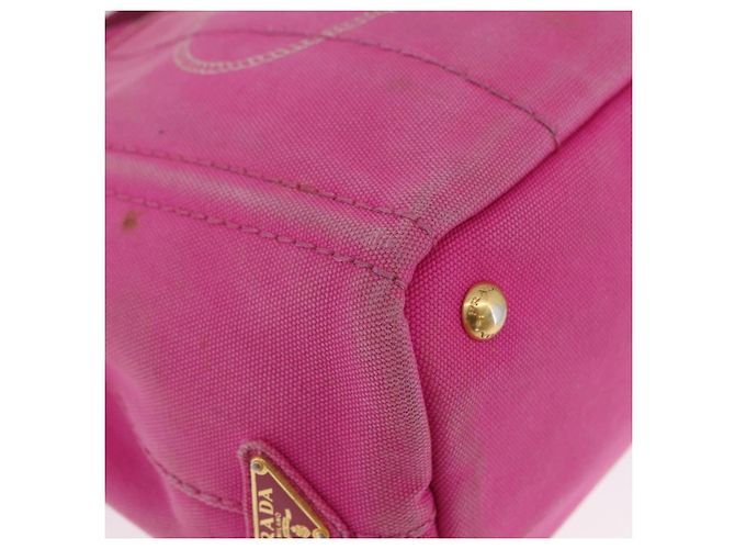 PRADA Borsa Canapa PM in tela 2way Rosa Oro Auth LNZ478 D'oro - vista 12