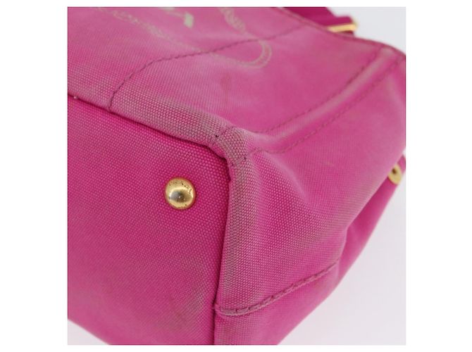 PRADA Borsa Canapa PM in tela 2way Rosa Oro Auth LNZ478 D'oro - vista 13