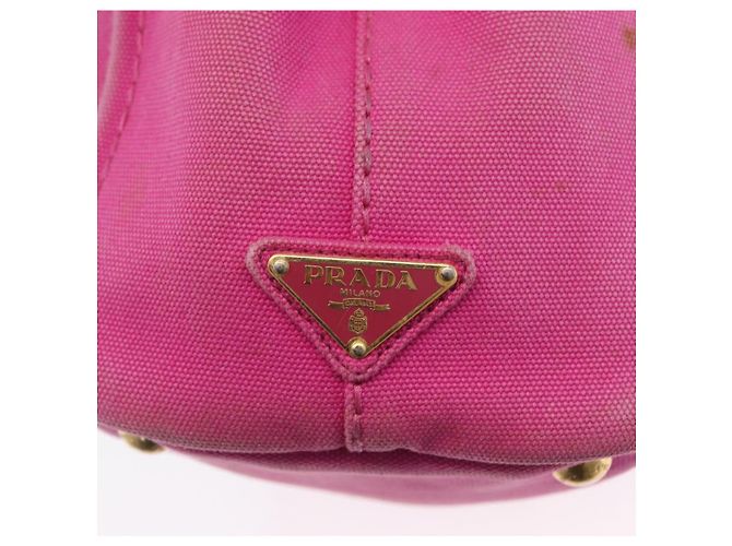 PRADA Borsa Canapa PM in tela 2way Rosa Oro Auth LNZ478 D'oro - vista 16