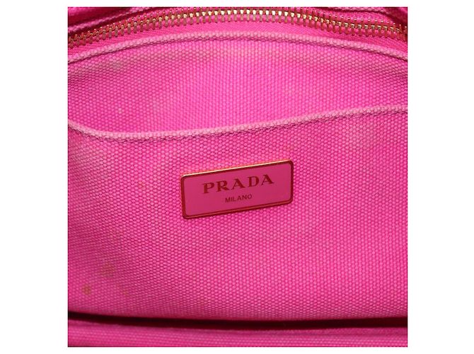 PRADA Borsa Canapa PM in tela 2way Rosa Oro Auth LNZ478 D'oro - vista 17