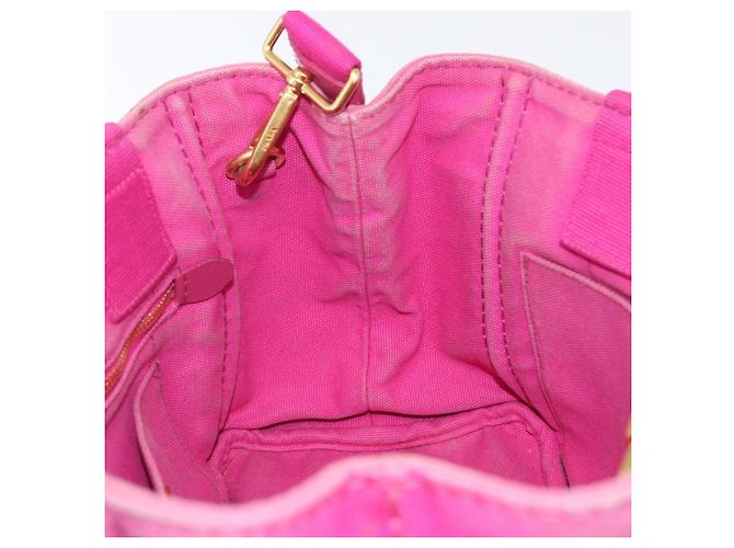 PRADA Borsa Canapa PM in tela 2way Rosa Oro Auth LNZ478 D'oro - vista 19
