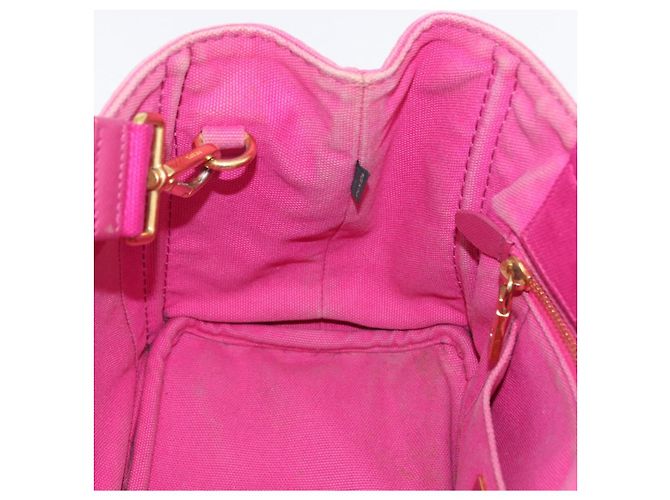 PRADA Borsa Canapa PM in tela 2way Rosa Oro Auth LNZ478 D'oro - vista 20