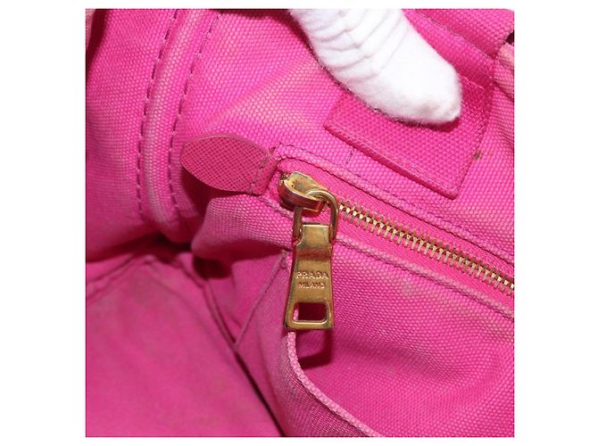 PRADA Borsa Canapa PM in tela 2way Rosa Oro Auth LNZ478 D'oro - vista 21