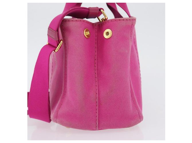 PRADA Borsa Canapa PM in tela 2way Rosa Oro Auth LNZ478 D'oro - vista 4