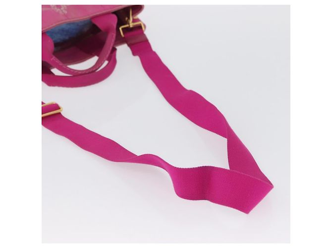 PRADA Borsa Canapa PM in tela 2way Rosa Oro Auth LNZ478 D'oro - vista 9