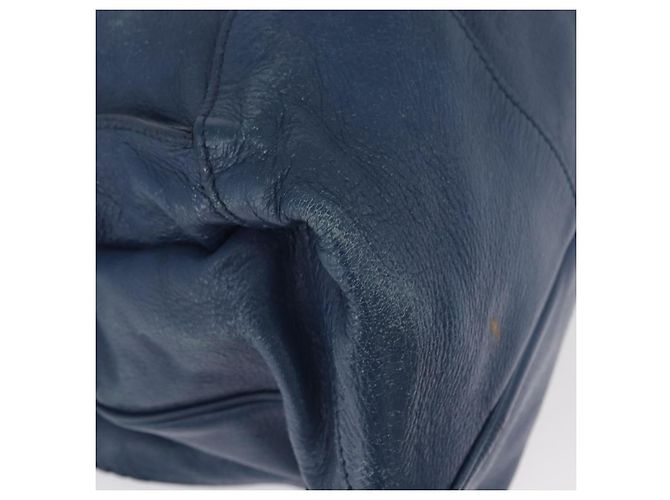 Céline Borsa a mano CELINE in pelle blu argento Auth 173519 - vista 11