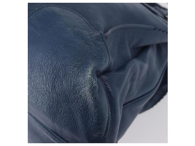 Céline Borsa a mano CELINE in pelle blu argento Auth 173519 - vista 12