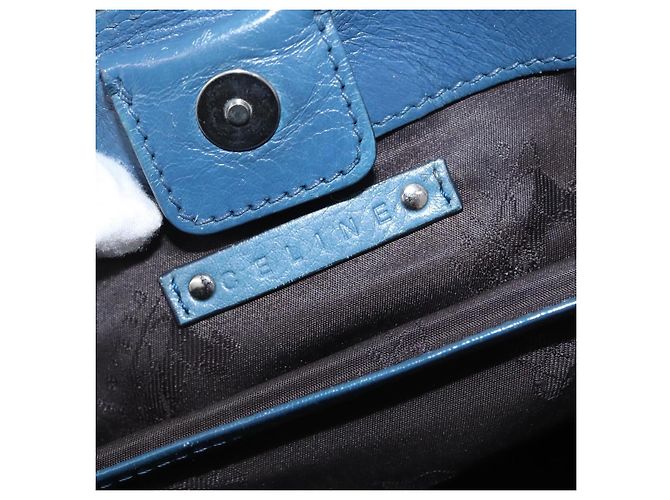 Céline Borsa a mano CELINE in pelle blu argento Auth 173519 - vista 17