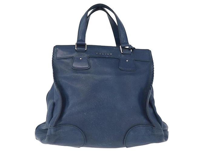 Céline Borsa a mano CELINE in pelle blu argento Auth 173519 - vista 2