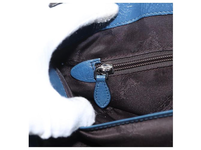 Céline Borsa a mano CELINE in pelle blu argento Auth 173519 - vista 23