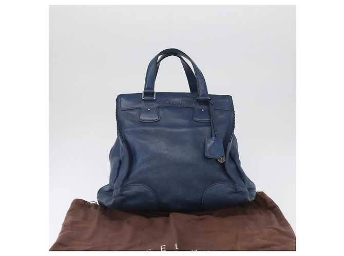 Céline Borsa a mano CELINE in pelle blu argento Auth 173519 - vista 27