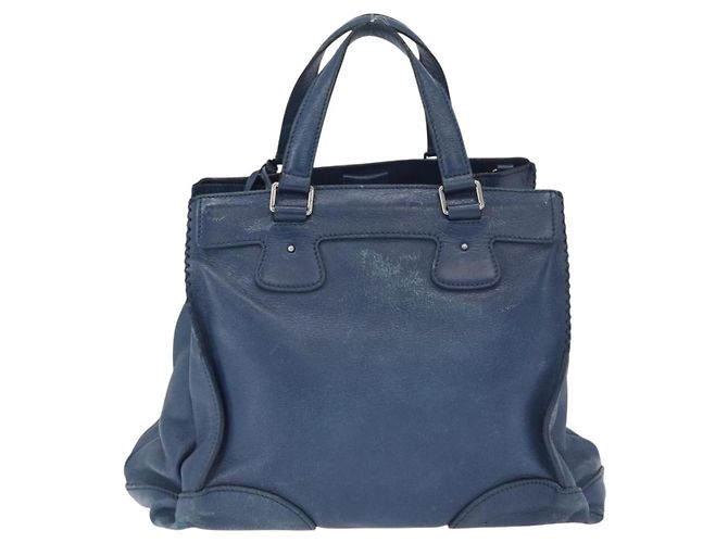 Céline Borsa a mano CELINE in pelle blu argento Auth 173519 - vista 3
