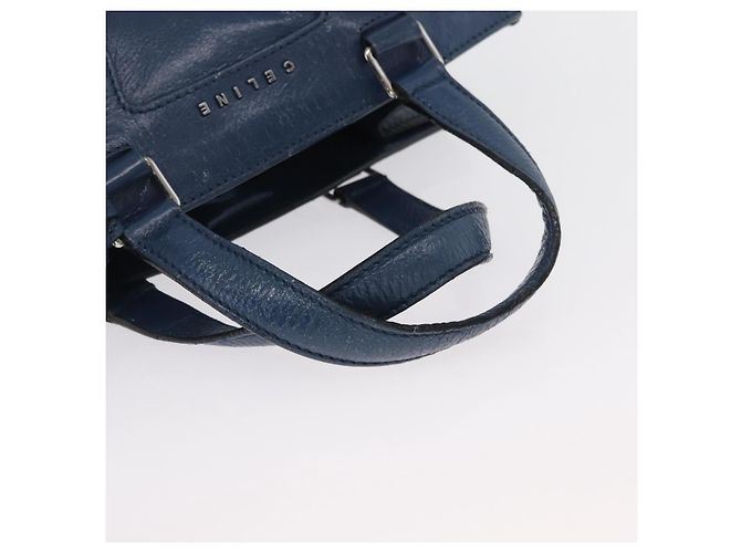Céline Borsa a mano CELINE in pelle blu argento Auth 173519 - vista 7