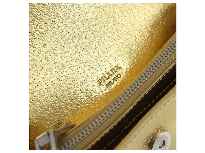 Prada Bolso de cuero dorado Auth gh1740 - vista 14