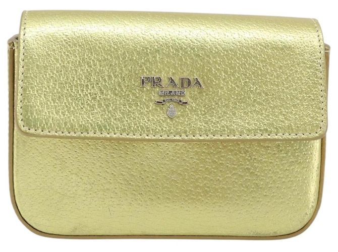 Prada Bolso de cuero dorado Auth gh1740 - vista 2