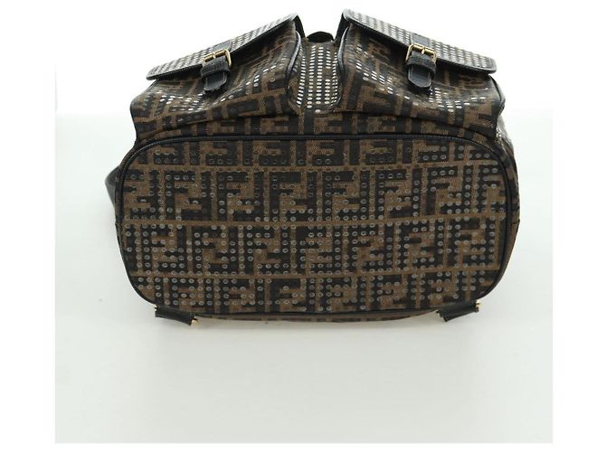 FENDI Zucca Canvas Rucksack Braun Gold Schwarz Auth 168310SAV Golden - Ansicht 12