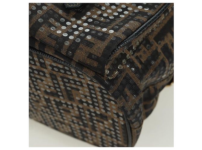 FENDI Zucca Canvas Rucksack Braun Gold Schwarz Auth 168310SAV Golden - Ansicht 14