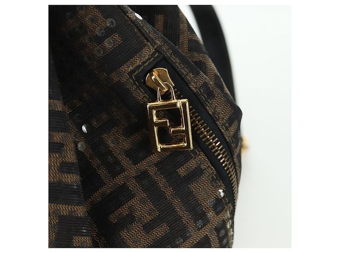 FENDI Zucca Canvas Rucksack Braun Gold Schwarz Auth 168310SAV Golden - Ansicht 17