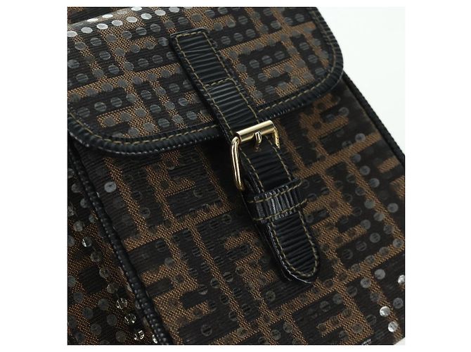 FENDI Zucca Canvas Rucksack Braun Gold Schwarz Auth 168310SAV Golden - Ansicht 18