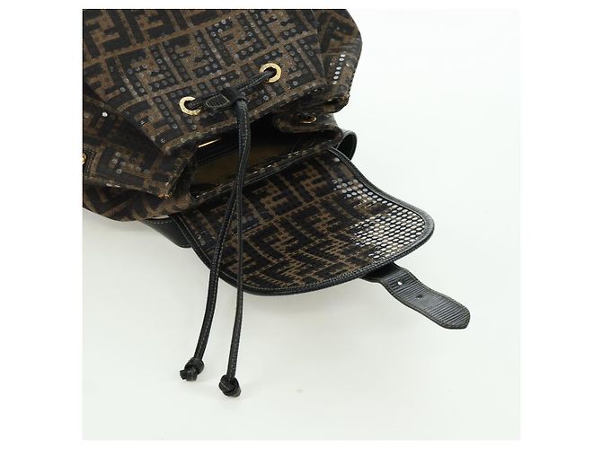 FENDI Zucca Canvas Rucksack Braun Gold Schwarz Auth 168310SAV Golden - Ansicht 22