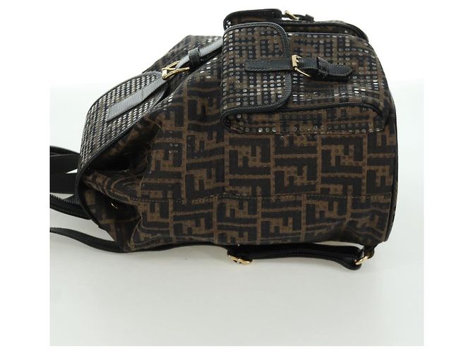 FENDI Zucca Canvas Rucksack Braun Gold Schwarz Auth 168310SAV Golden - Ansicht 4